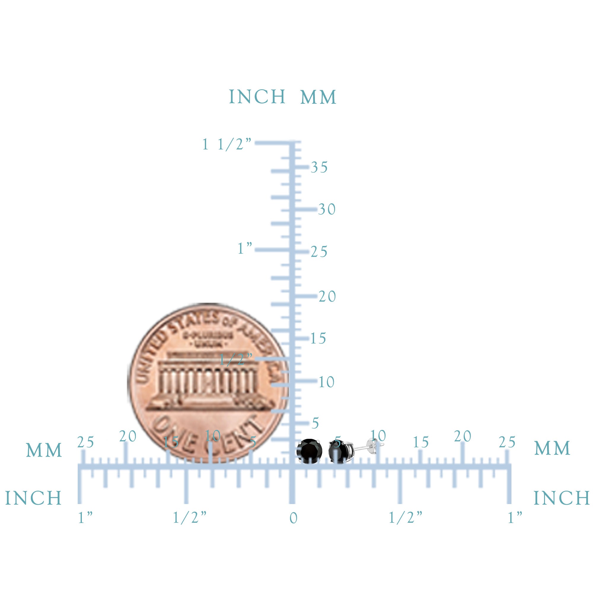 14k White Gold Round Black Cubic Zirconia Stud Earrings fine designer jewelry for men and women