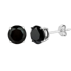 14k White Gold Round Black Cubic Zirconia Stud Earrings fine designer jewelry for men and women