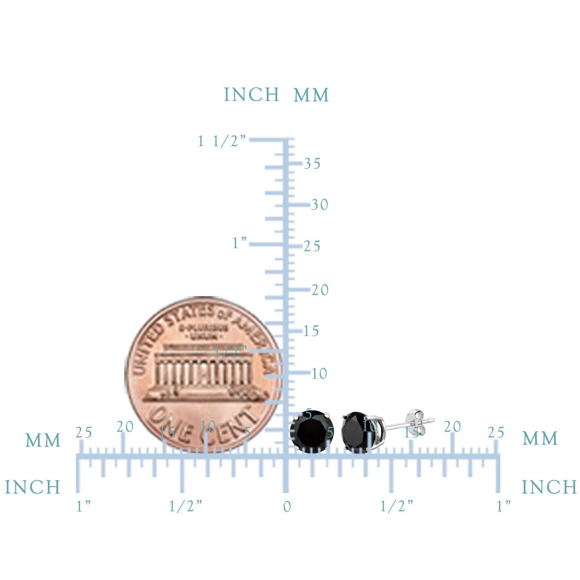 14k White Gold Round Black Cubic Zirconia Stud Earrings fine designer jewelry for men and women