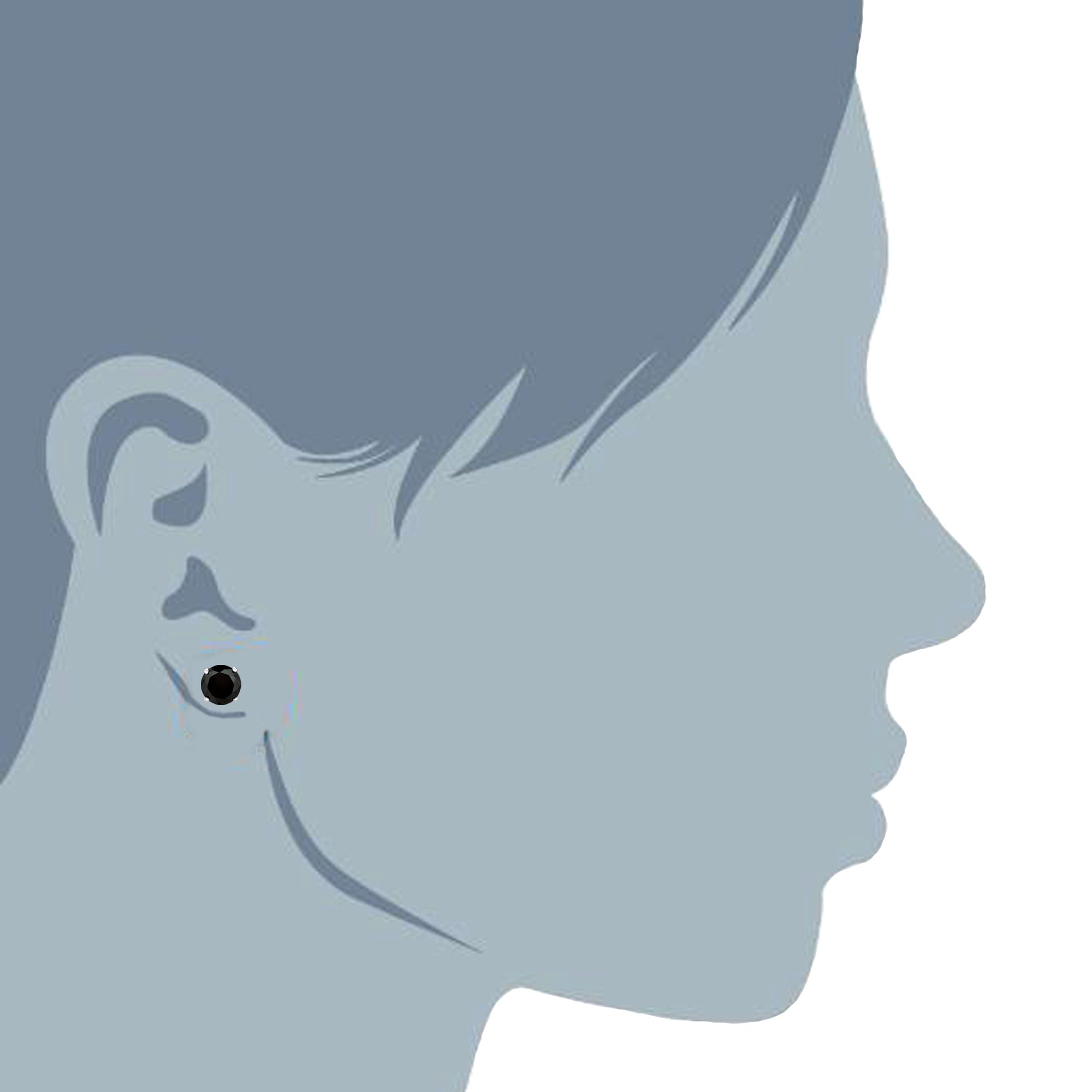 14k White Gold Round Black Cubic Zirconia Stud Earrings fine designer jewelry for men and women