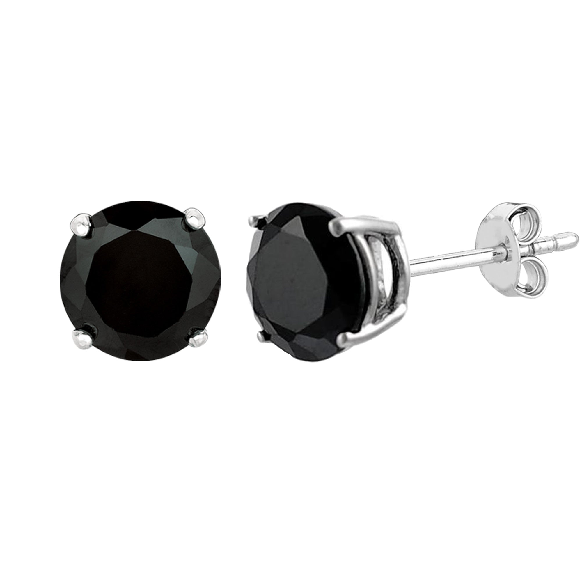 Orecchini a bottone in oro bianco 14k rotondi neri con zirconi cubici, gioielli di design per uomini e donne