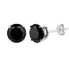 Pendientes redondos de oro blanco de 14 quilates con circonita cúbica negra, joyería fina de diseño para hombres y mujeres