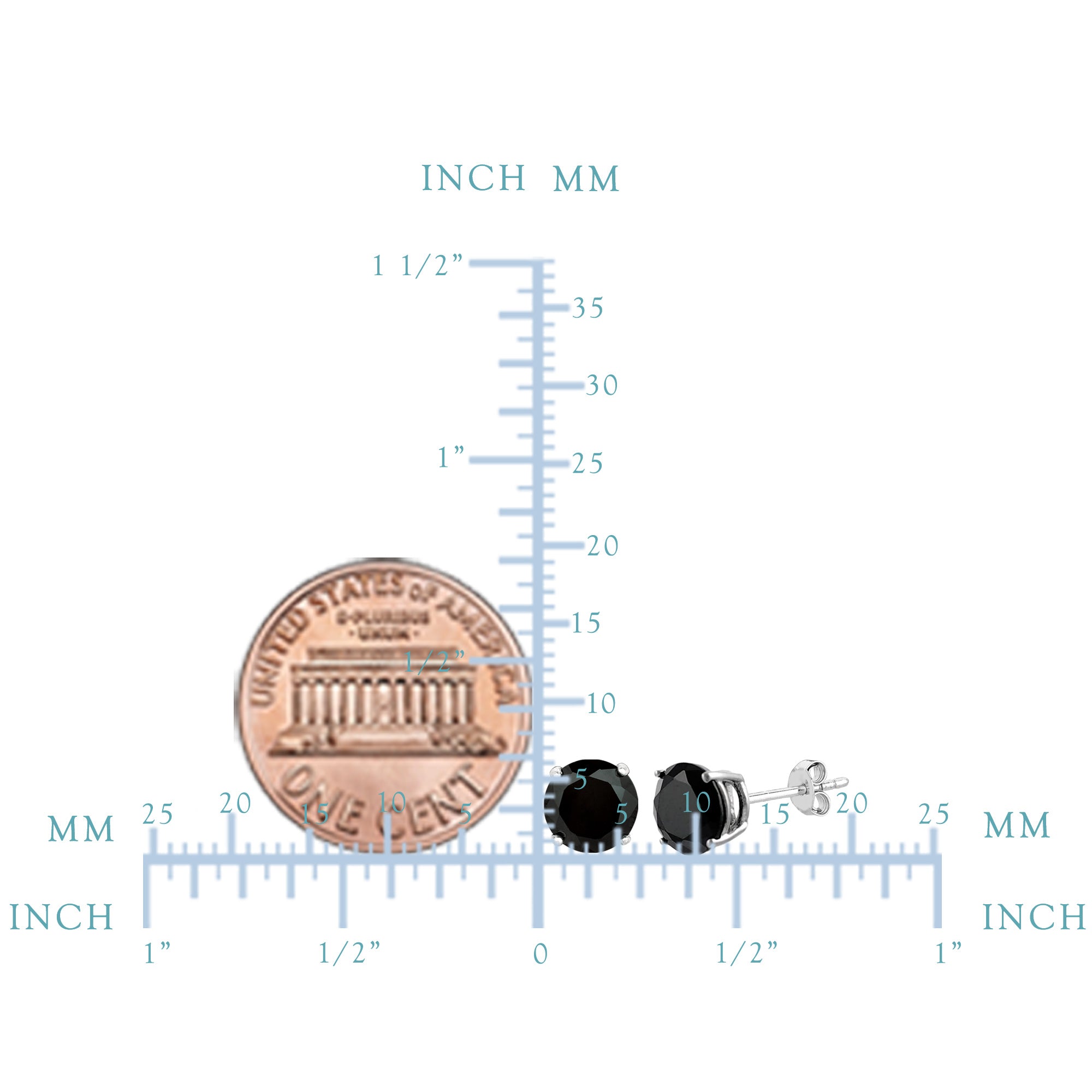 14k White Gold Round Black Cubic Zirconia Stud Earrings fine designer jewelry for men and women