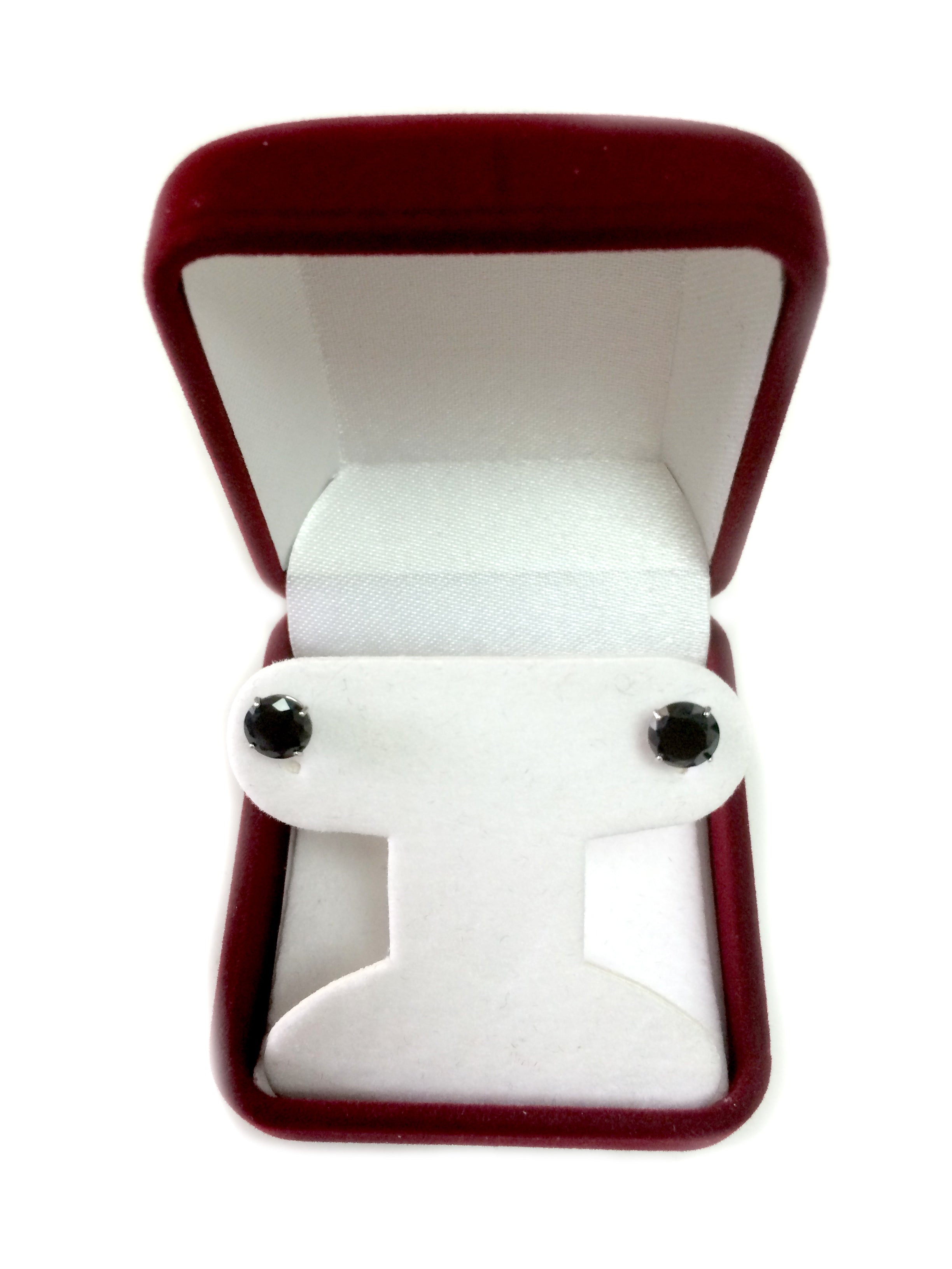 14k White Gold Round Black Cubic Zirconia Stud Earrings fine designer jewelry for men and women