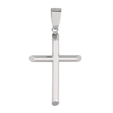 14k White Gold Shiny Round Tube Cross Pendant
