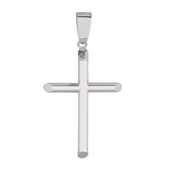 14k White Gold Shiny Round Tube Cross Pendant fine designer jewelry for men and women