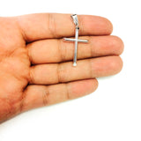 14k White Gold Shiny Round Tube Cross Pendant