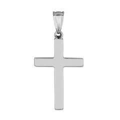 Pendentif croix carrée brillante en or blanc 14 carats, bijoux de créateur fins pour hommes et femmes