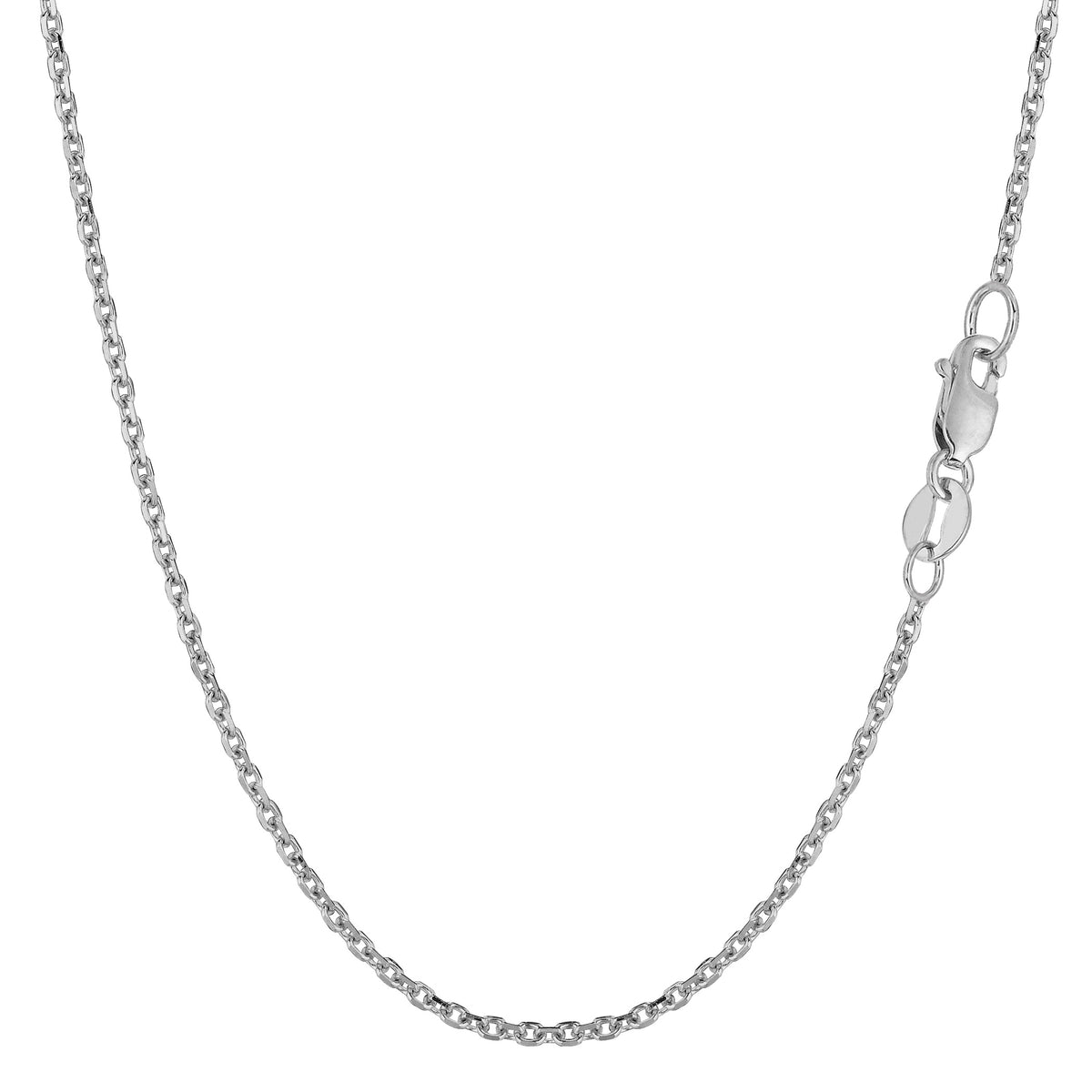 14k White Gold Cable Link Chain Necklace, 1.5mm