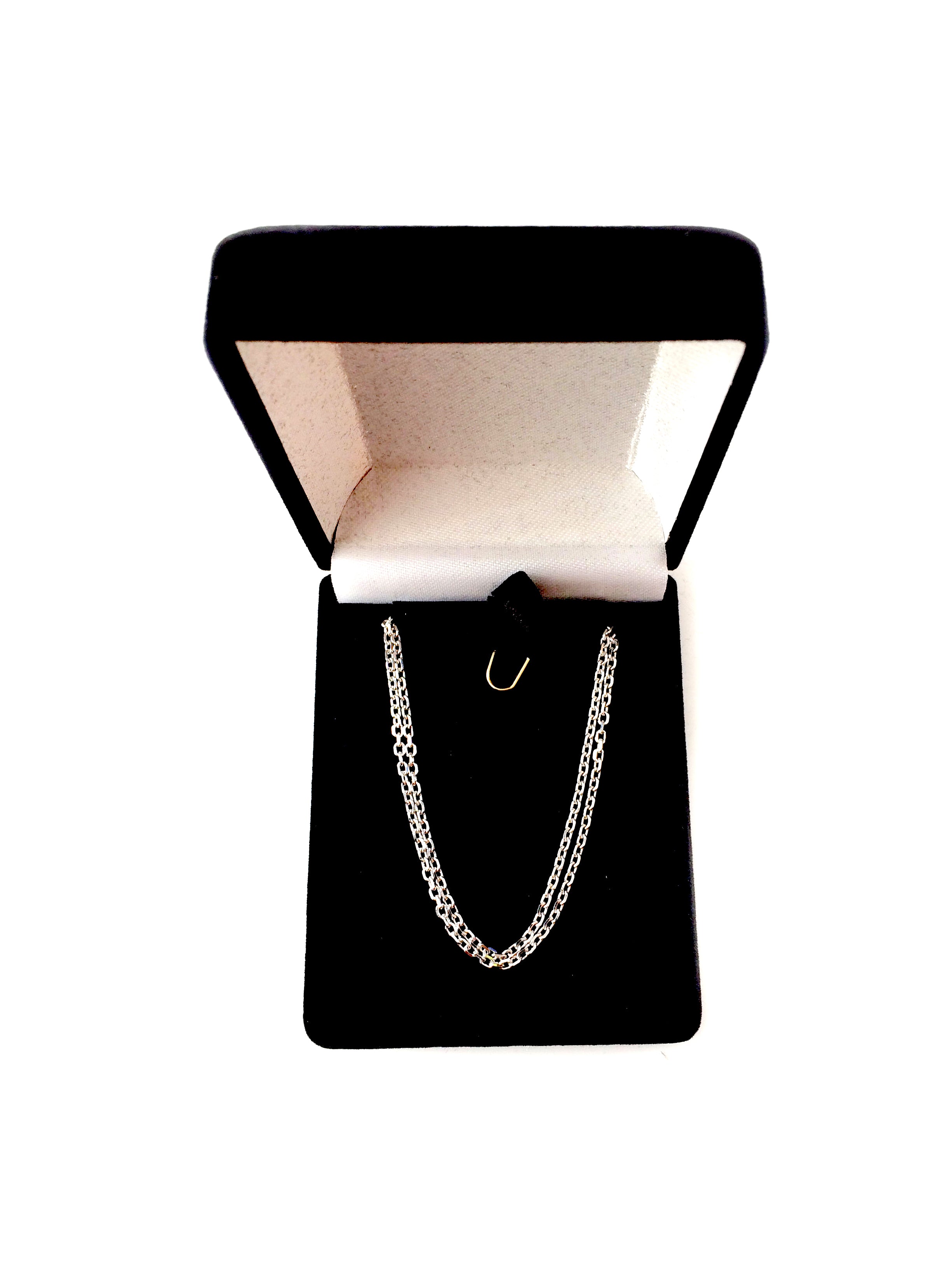 14k White Gold Cable Link Chain Necklace, 1.5mm