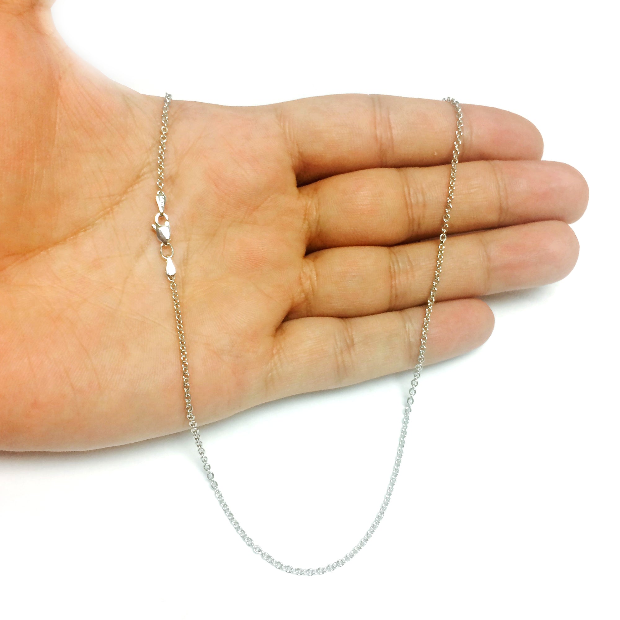 14k vitguld Cable Link Chain Halsband, 1,5 mm fina designersmycken för män och kvinnor