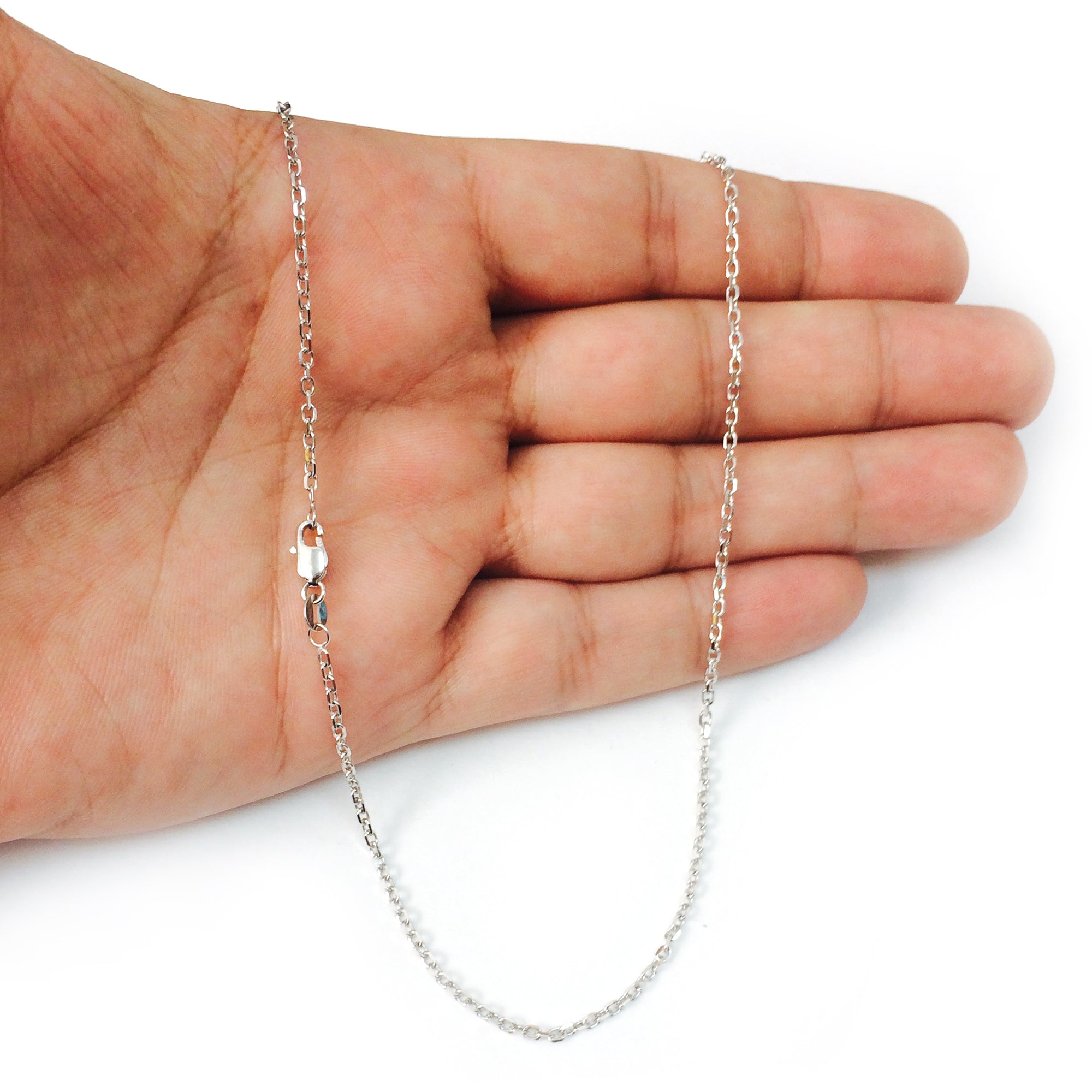14k vitguld Cable Link Chain Halsband, 1,9 mm fina designersmycken för män och kvinnor