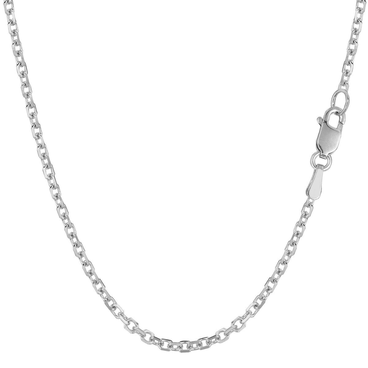 14k vitguld Cable Link Chain Halsband, 2,3 mm fina designersmycken för män och kvinnor
