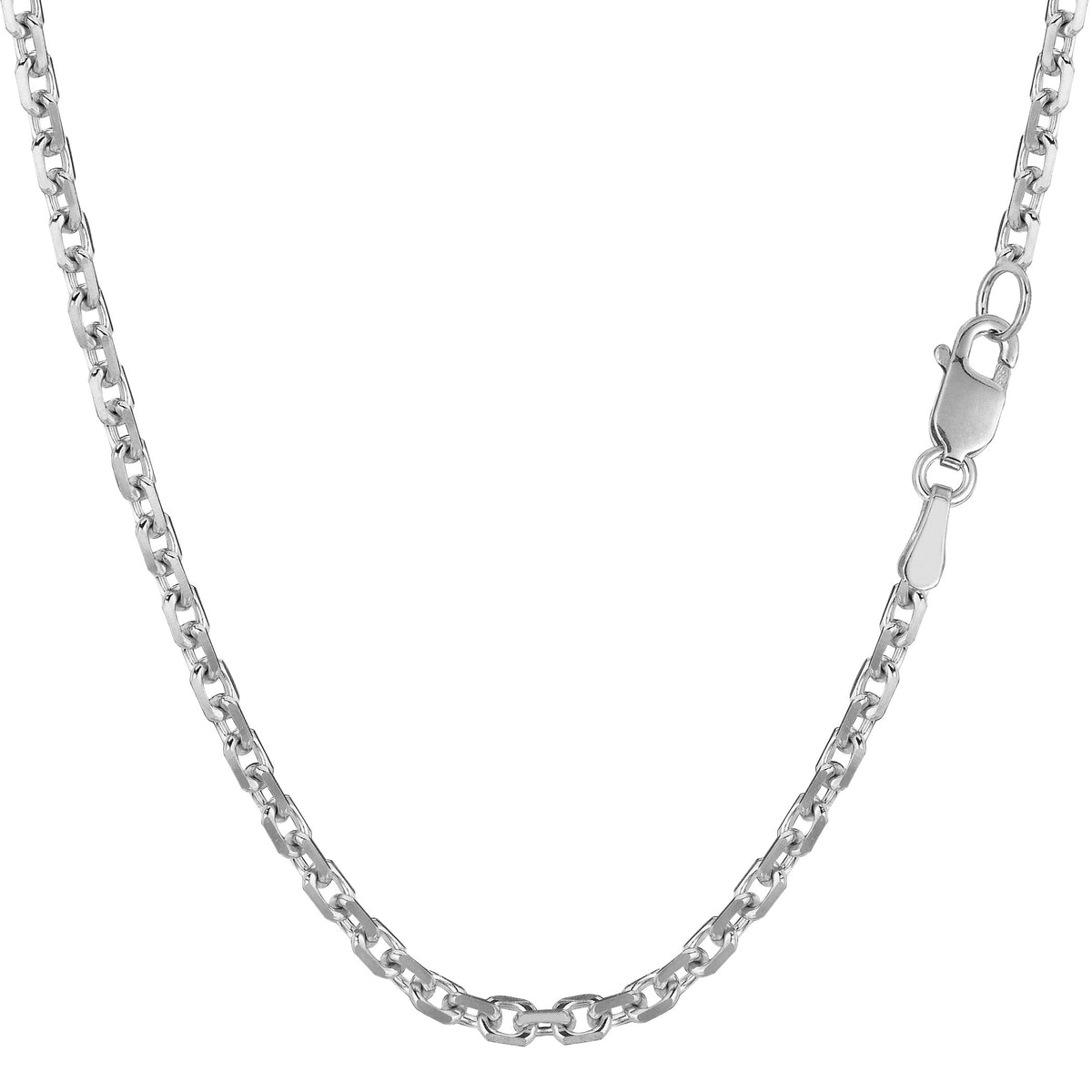 Collar de cadena con eslabones tipo cable de oro blanco de 14 k, joyería fina de diseño de 3,1 mm para hombres y mujeres