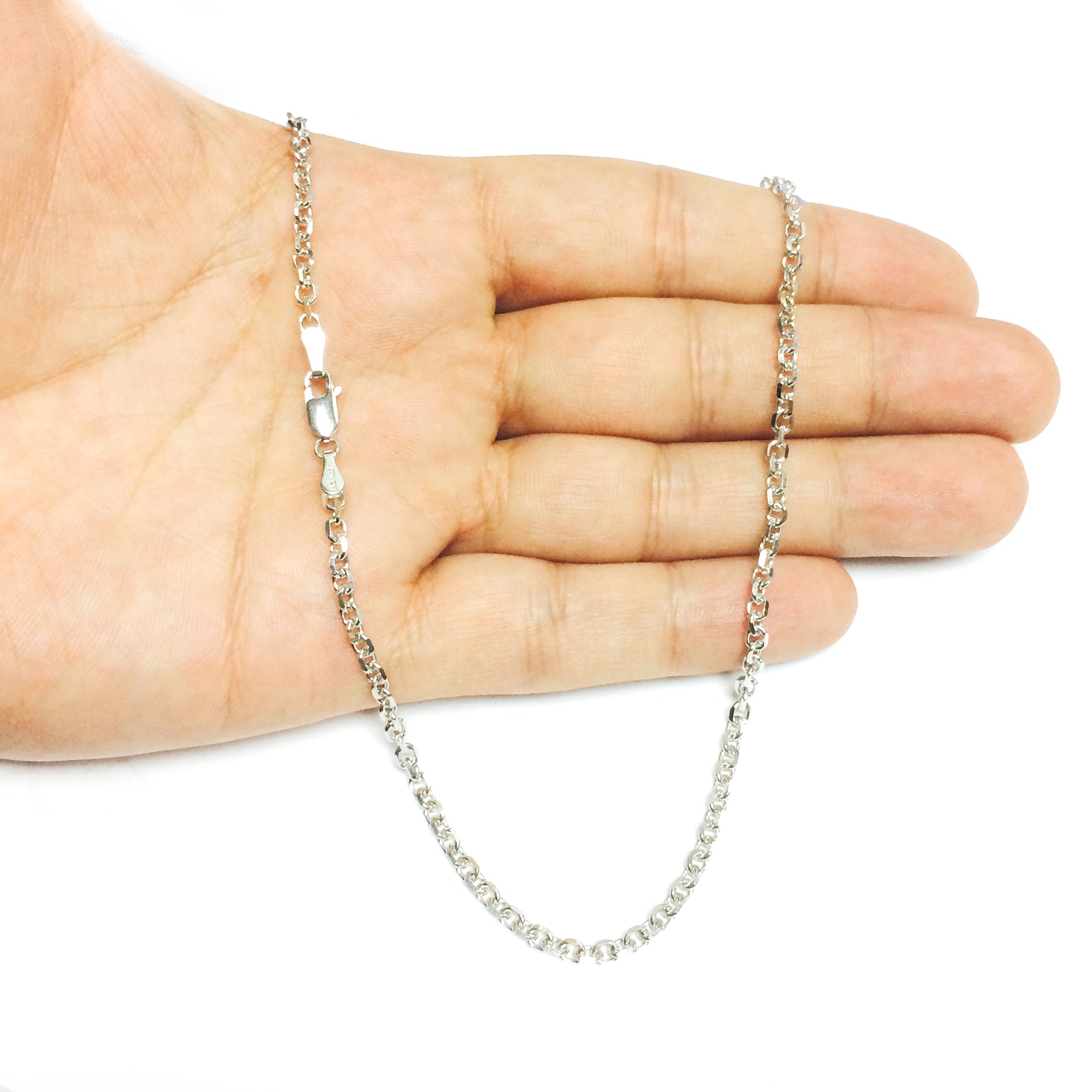 Collar de cadena con eslabones tipo cable de oro blanco de 14 k, joyería fina de diseño de 3,1 mm para hombres y mujeres