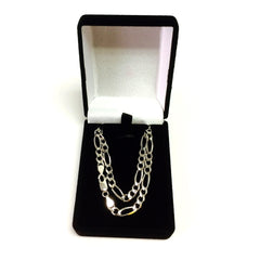 14k White Solid Gold Figaro Chain Necklace, 5.0mm fine designer jewelry for men and women