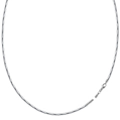 Diamantslipt Omega-kjedehalskjede med skrulås i 14k hvitt gull, 1,5 mm fine designersmykker for menn og kvinner