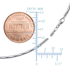 Diamond Cut Omega Chain Necklace With Screw Off Lock In 14k White Gold, 1.5mm