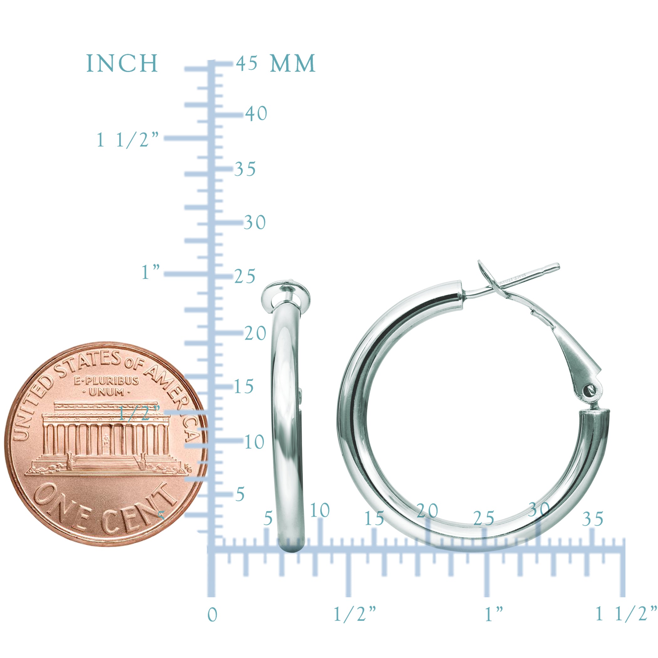 Boucle d'oreille créole arrière Omega en or 14 carats, diamètre 25 mm, bijoux de créateur fins pour hommes et femmes