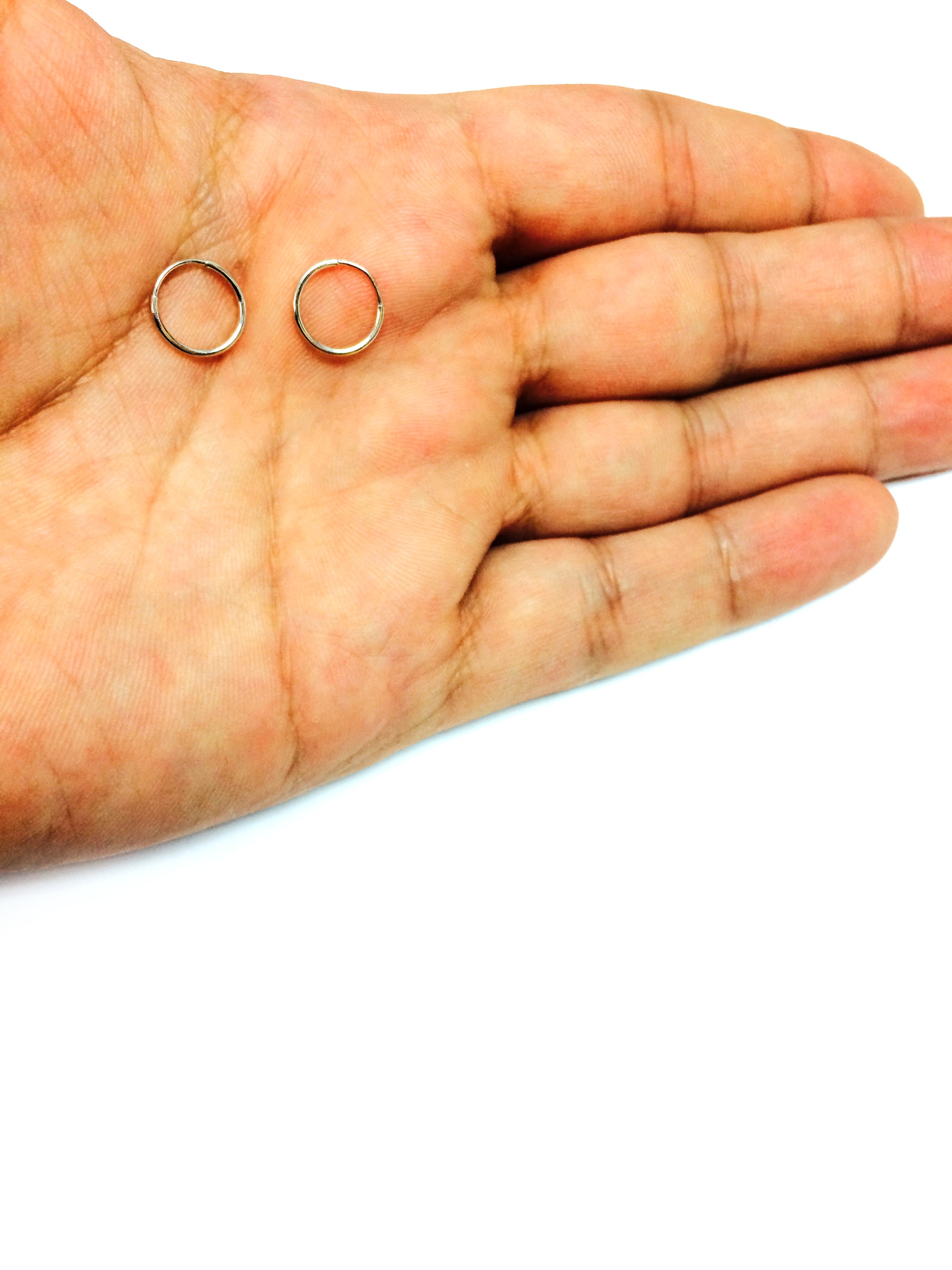 Boucles d'oreilles créoles rondes sans fin en or 14 carats, bijoux de créateur fins de 10 mm pour hommes et femmes