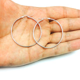 14k White Gold 1.5mm Shiny Round Tube Hoop Earrings
