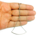 14K White Gold Diamond Cut Round Wheat Adjustable Bracelet With Shiny Arched Bar Center Element , 9"