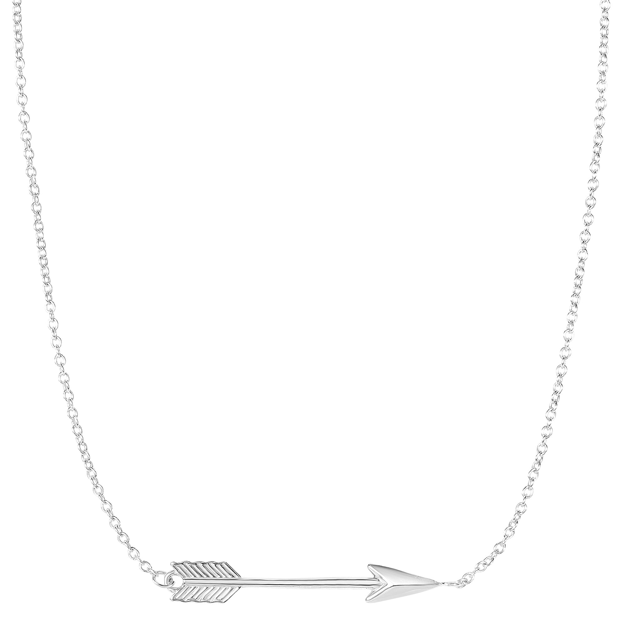 14k Gold Side Ways Arrow Necklace, 17" To 18" Adjustable fine designer jewelry for men and women