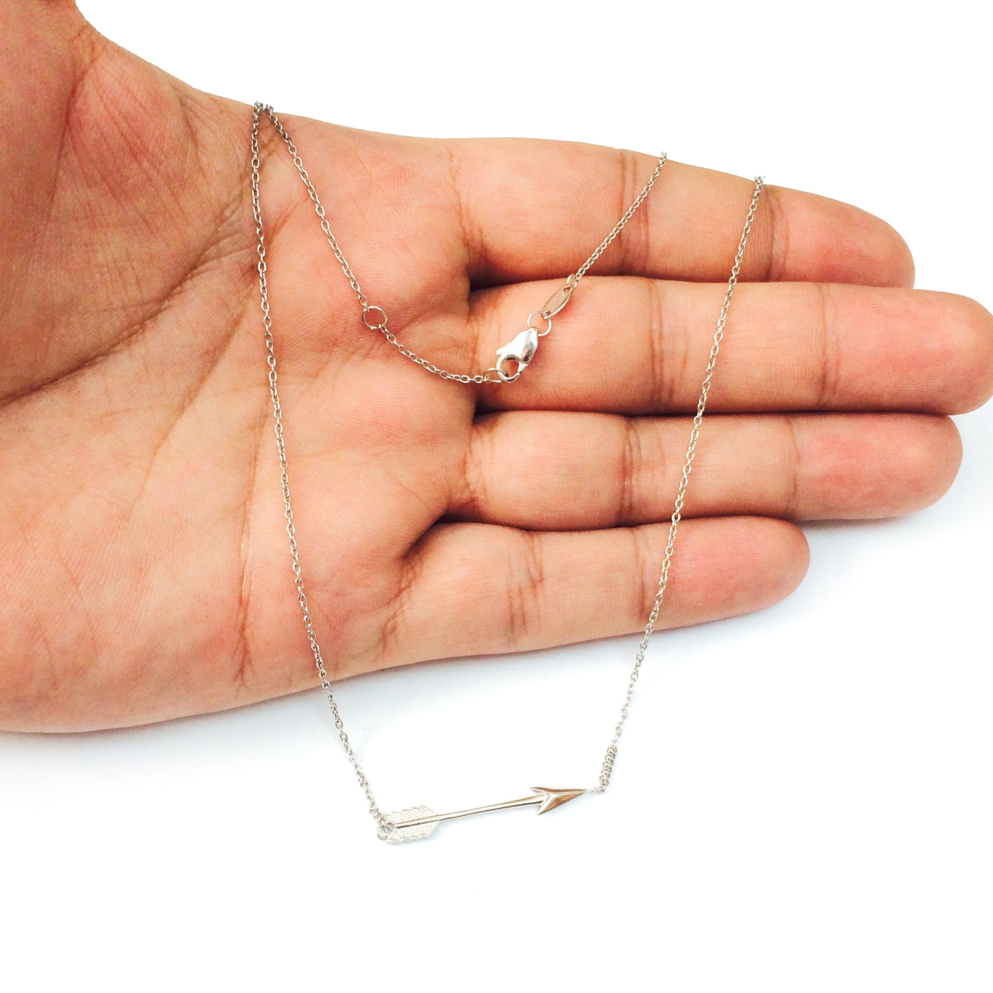 14k Gold Side Ways Arrow Necklace, 17" To 18" Adjustable