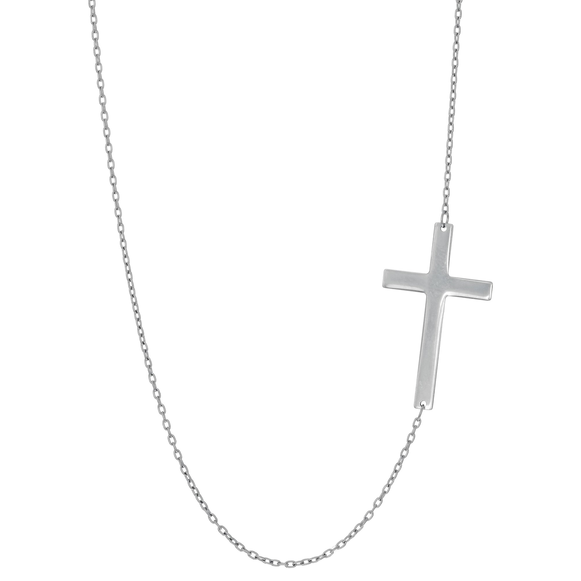 14k Gold Sideways Cross Pendant Necklace, 18" fine designer jewelry for men and women