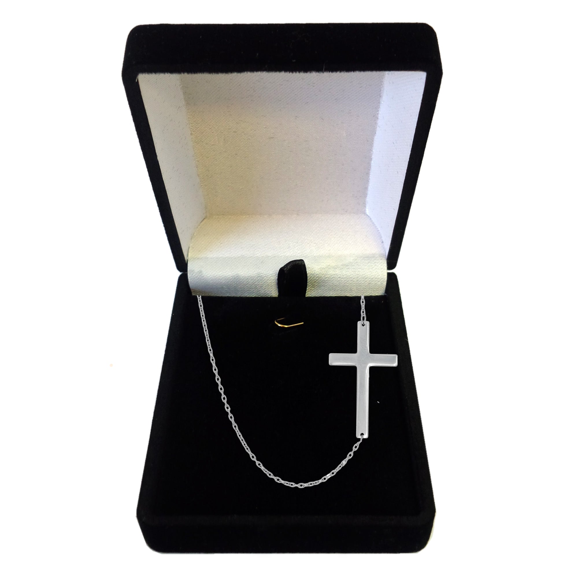 14k gull Sideways Cross Pendant Halskjede, 18" fine designersmykker for menn og kvinner