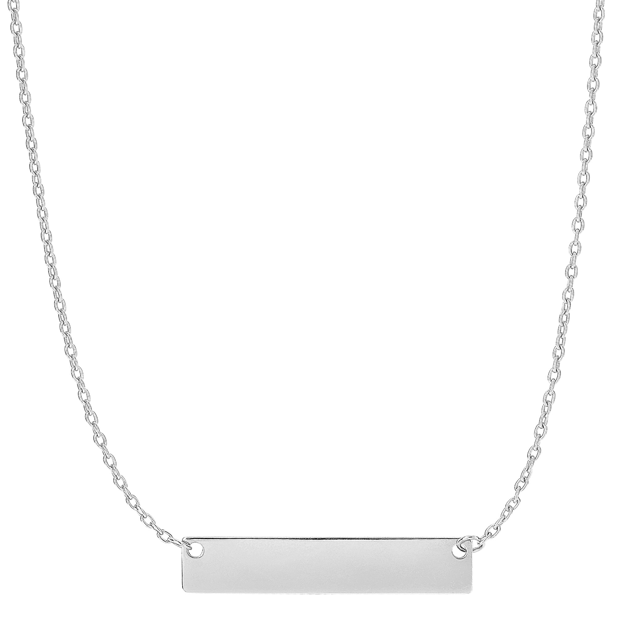 14k Gold Engravable Bar Pendant Necklace, 18" fine designer jewelry for men and women