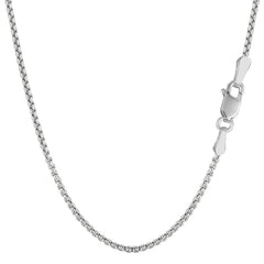 Collier chaîne boîte ronde en or blanc 14 carats, bijoux de créateur fins de 1,4 mm pour hommes et femmes