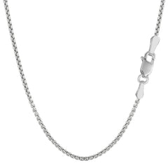14k White Gold Round Box Chain Necklace, 1.4mm fine designer jewelry for men and women
