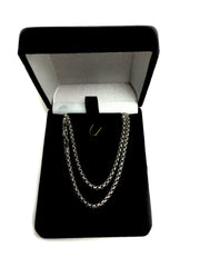 14k White Gold Round Box Chain Necklace, 2.4mm
