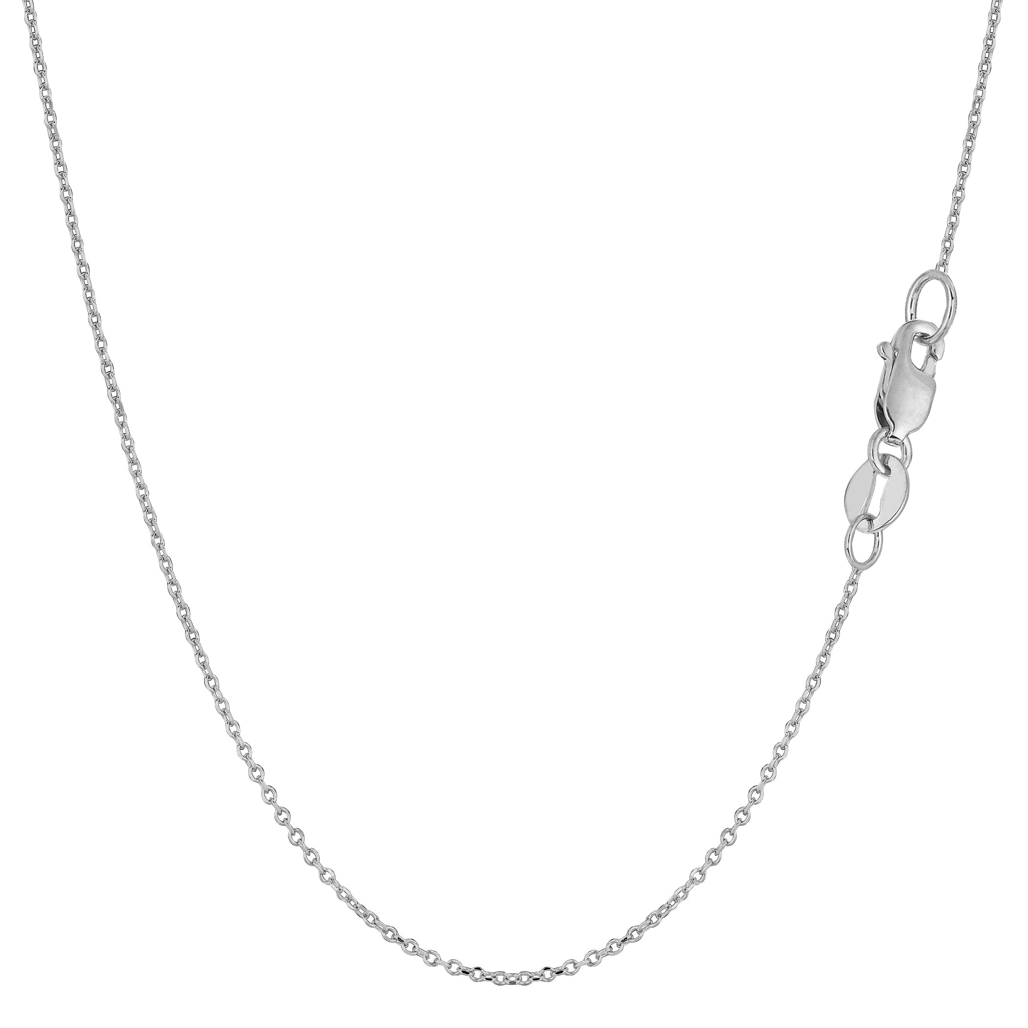 Collar de cadena con eslabones redondos de oro blanco de 14 k, joyería fina de diseño de 1,1 mm para hombres y mujeres