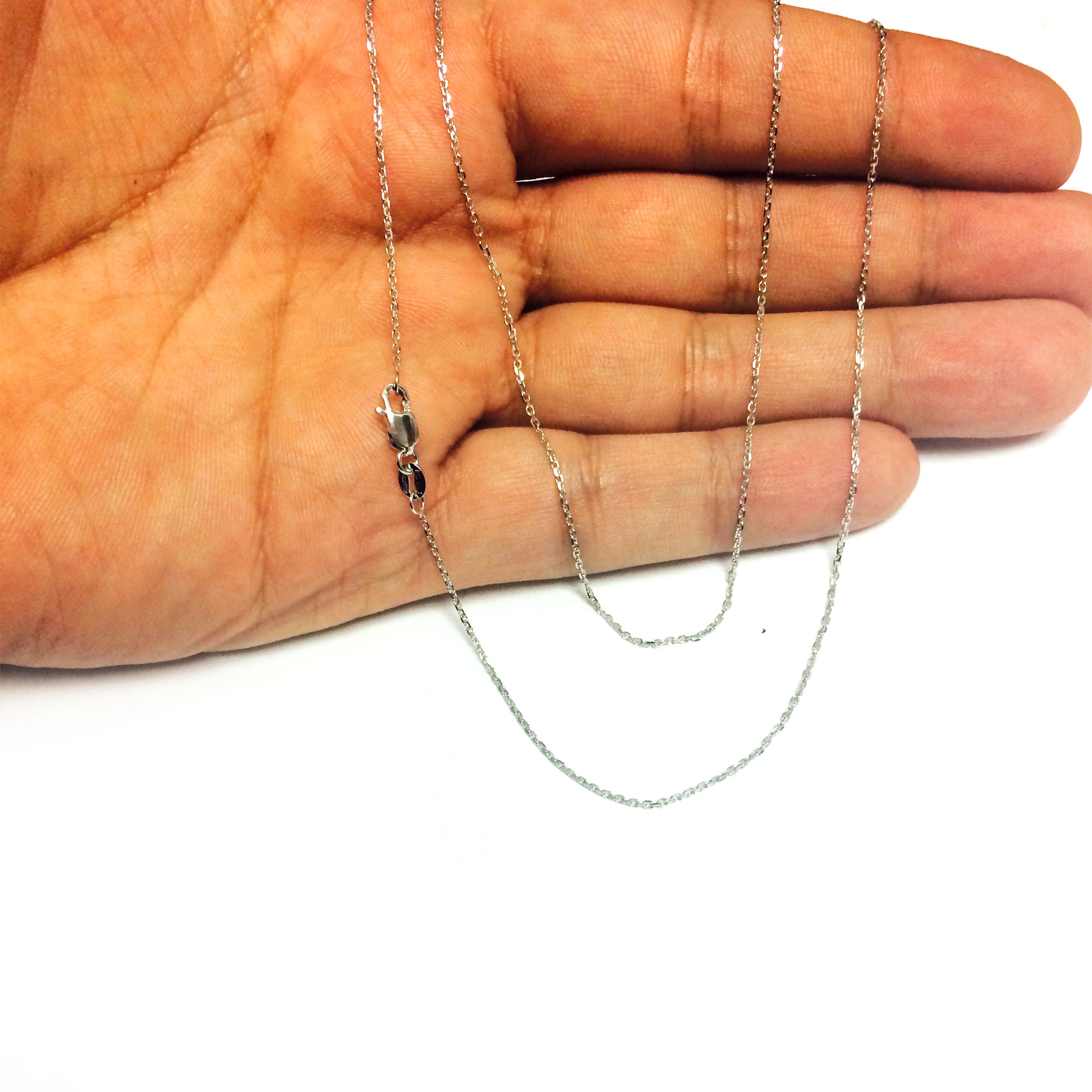 10k hvidguld Cable Link Chain Halskæde, 1 mm, 18" fine designersmykker til mænd og kvinder