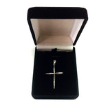 14k White Gold Fancy Cross Pendant 23 x 40 mm