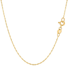 Collar de cadena de cuerda de oro amarillo de 10 quilates, joyería fina de diseño de 0,6 mm para hombres y mujeres
