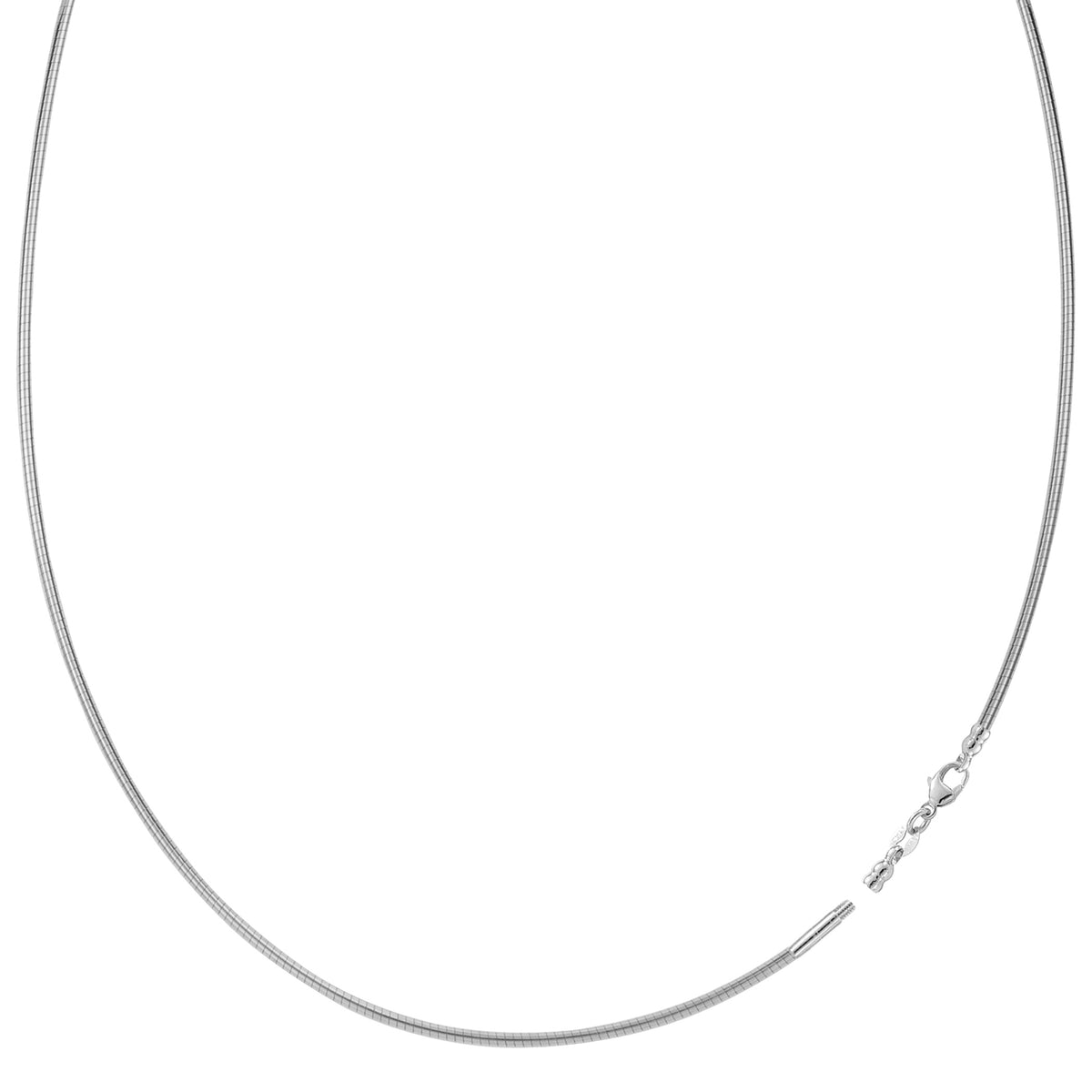Runt Omega Chain Halsband med skruvlås i 14k vitguld fina designersmycken för män och kvinnor