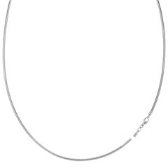 Collier chaîne Omega ronde avec serrure à vis en or blanc 14 carats, bijoux de créateurs fins pour hommes et femmes