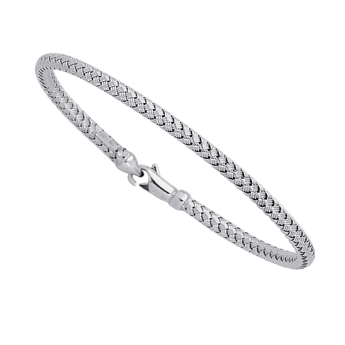 Brazalete tejido de oro blanco de 14 quilates para mujer, joyería fina de diseño de 7,25 pulgadas para hombres y mujeres