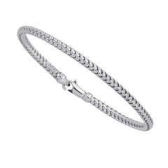 14k White Gold Weaved Women's Bangle Bracelet, 7.25" fine designer jewelry for men and women