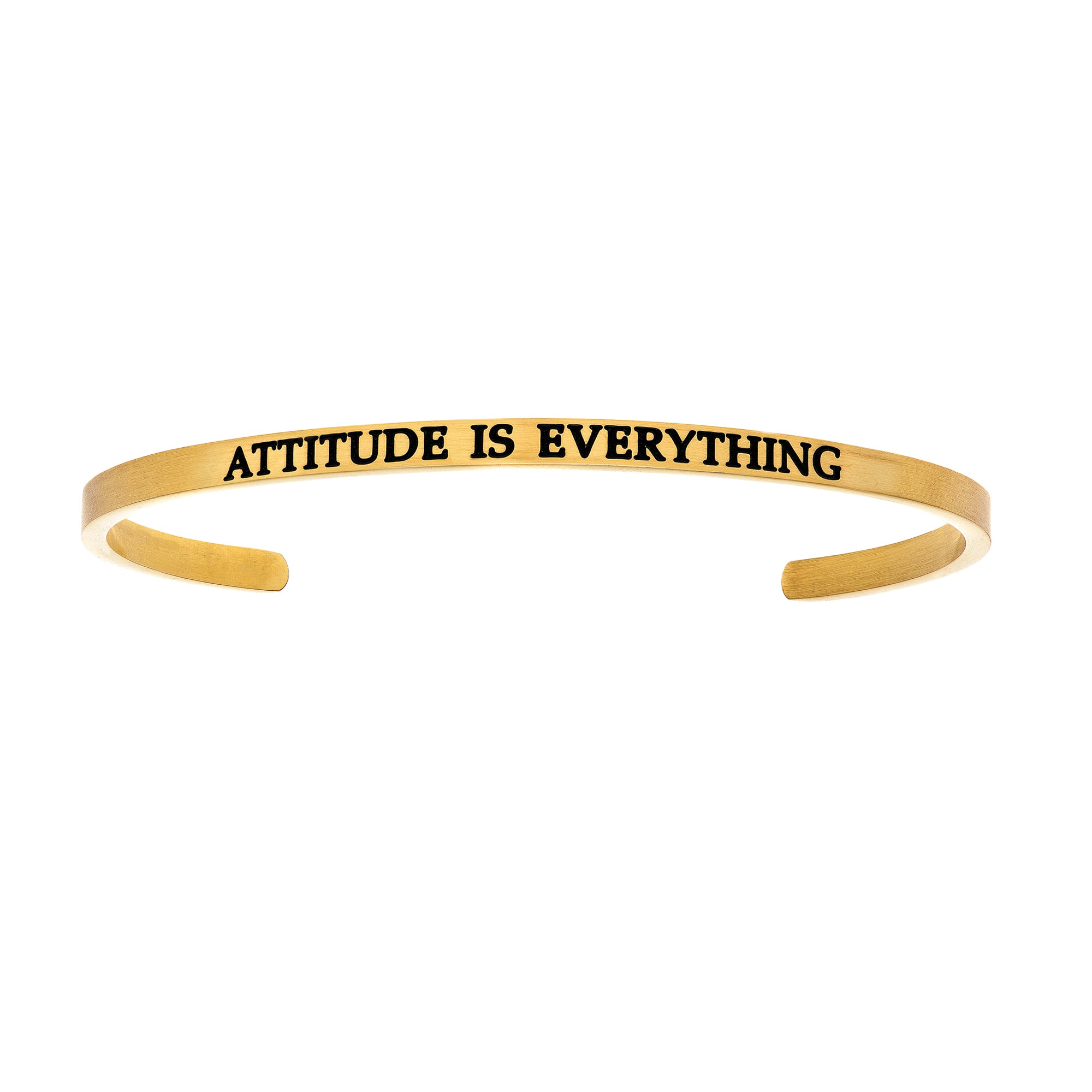 Intuitions Stainless Steel ATTITUDE IS EVERYTHING Diamond Accent Cuff Bangle Bracelet