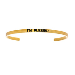 Intuitions Stainless Steel I’M BLESSED Diamond Accent Cuff Bangle Bracelet