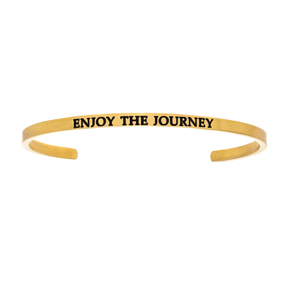 Intuitions Stainless Steel ENJOY THE JOURNEY Diamond Accent Cuff Bangle Bracelet