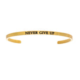 Intuitions Stainless Steel NEVER GIVE UP Diamond Accent Cuff Bangle Bracelet