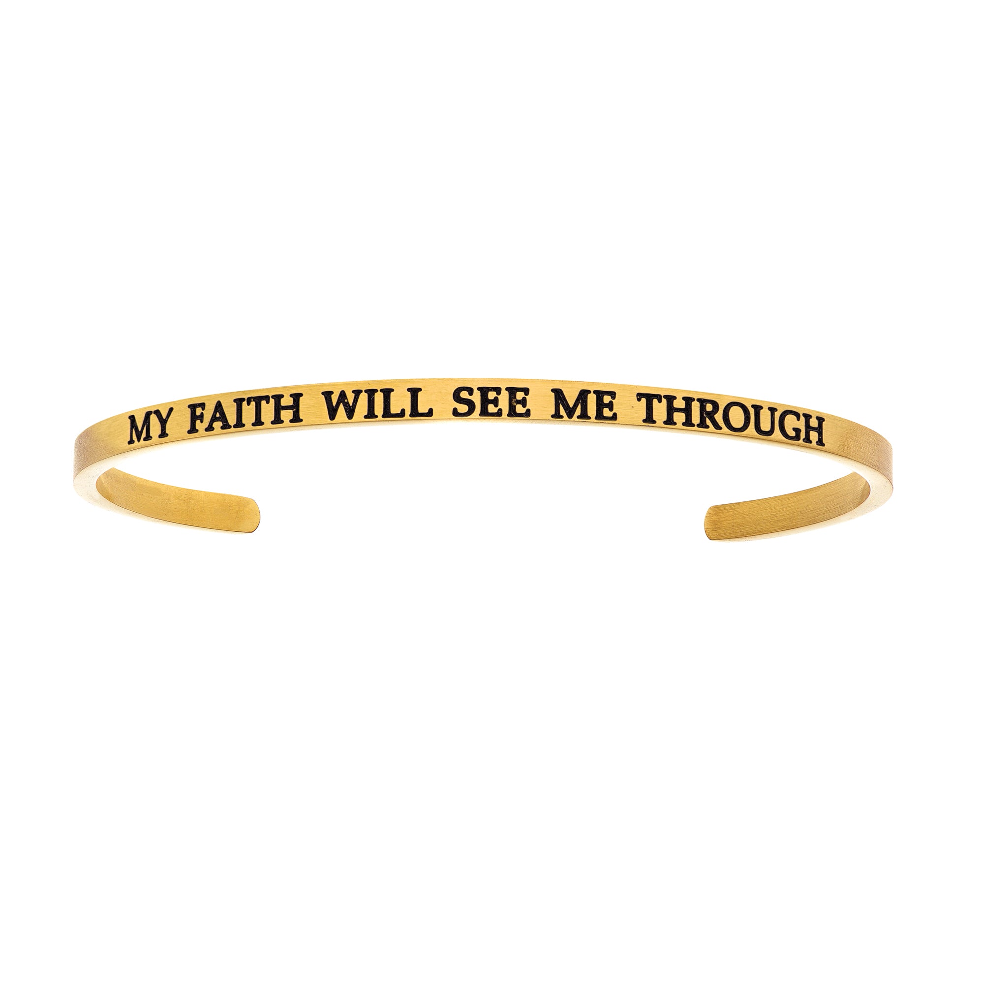 Intuitions Stainless Steel MY FAITH WILL SEE ME THROUGH Diamond Accent Cuff Bangle Bracelet