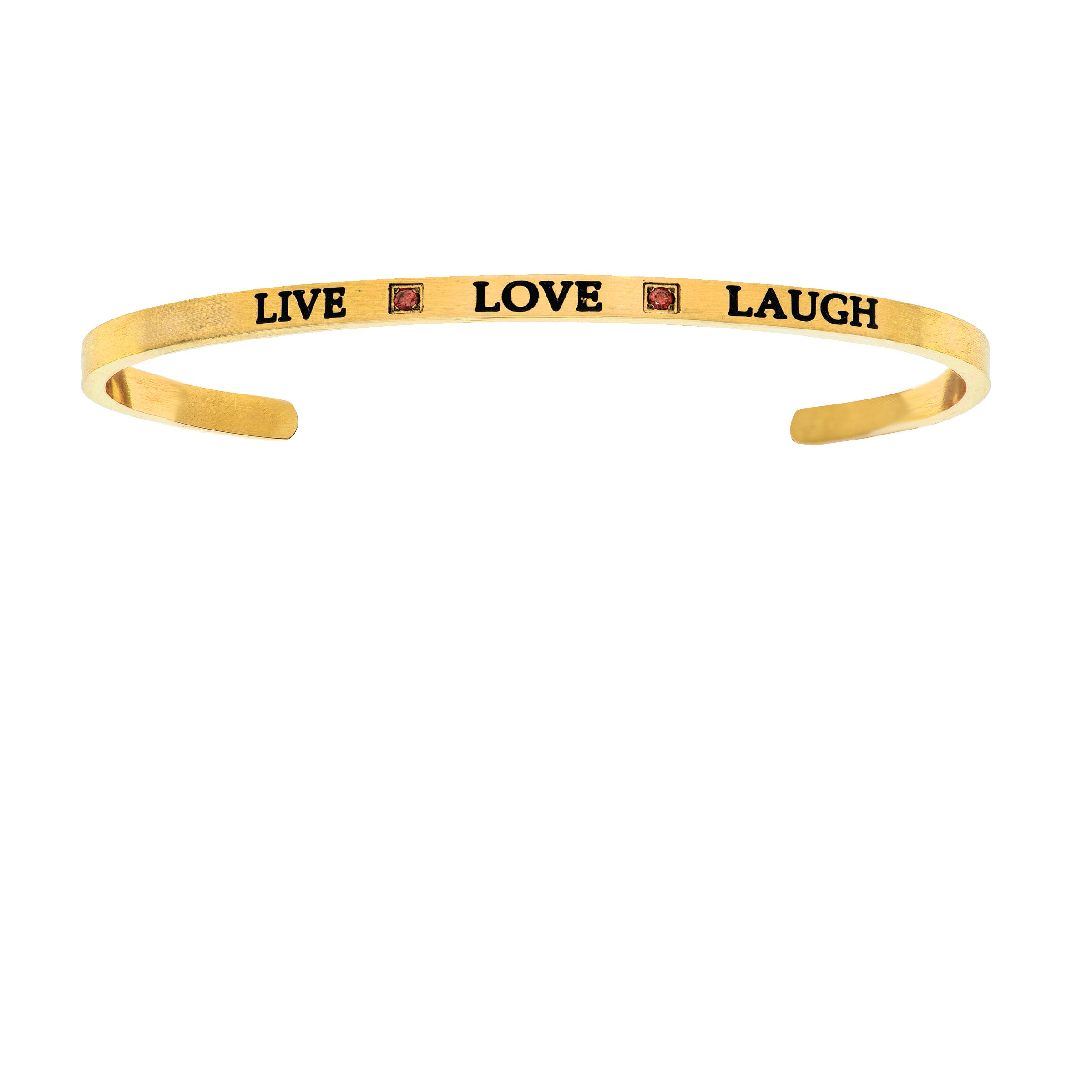 With Yellow Finish Satin Square Live Love Laugh Cuff Bangle Bracelet fine designer jewelry for men and women