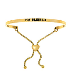 Intuitions Stainless Steel I’M BLESSED Diamond Accent Adjustable Bracelet fine designer jewelry for men and women