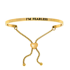 Intuitions Stainless Steel I’M FEARLESS Diamond Accent Adjustable Bracelet